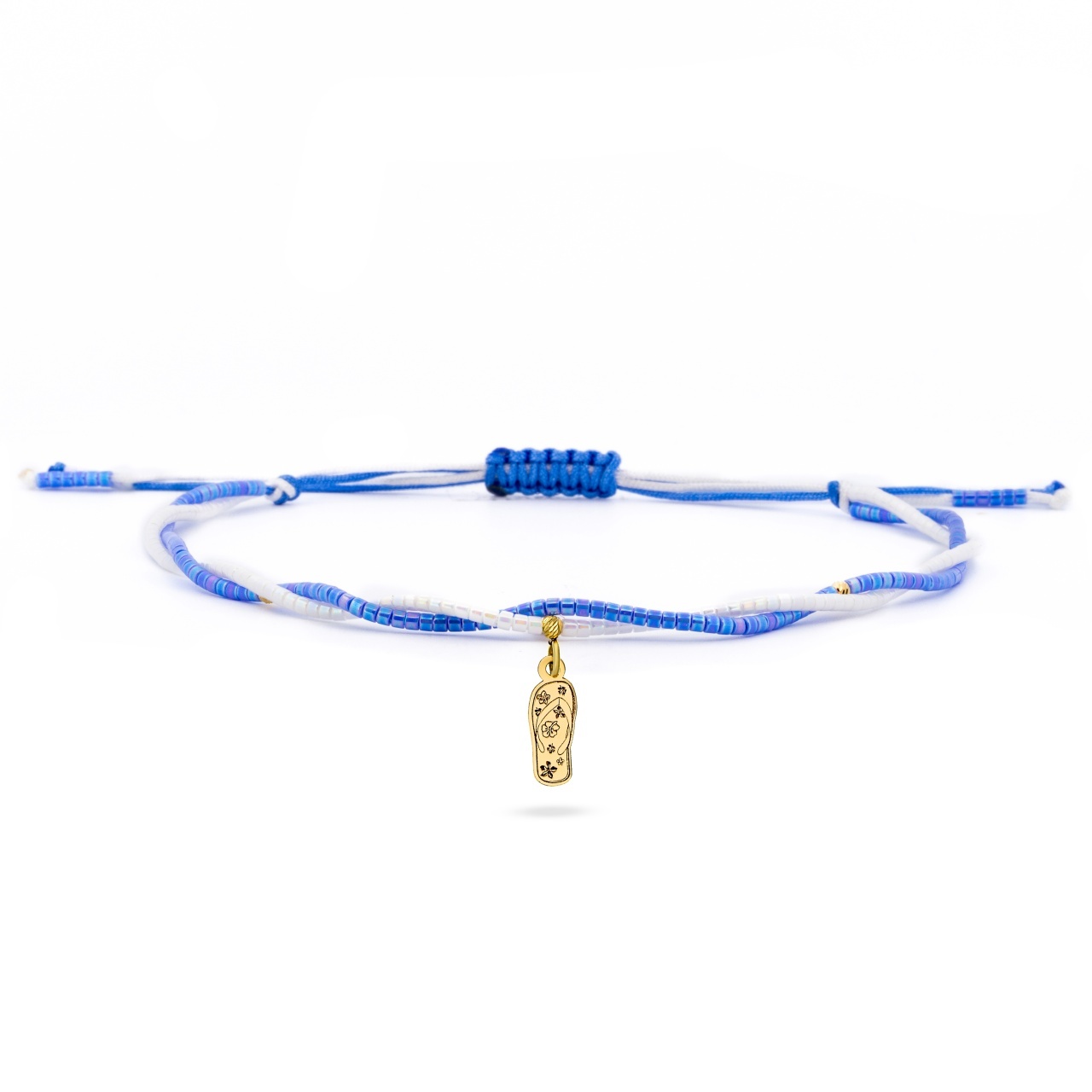 Bratara de picior Take me to the Beach cu bilute din AUR 14K
