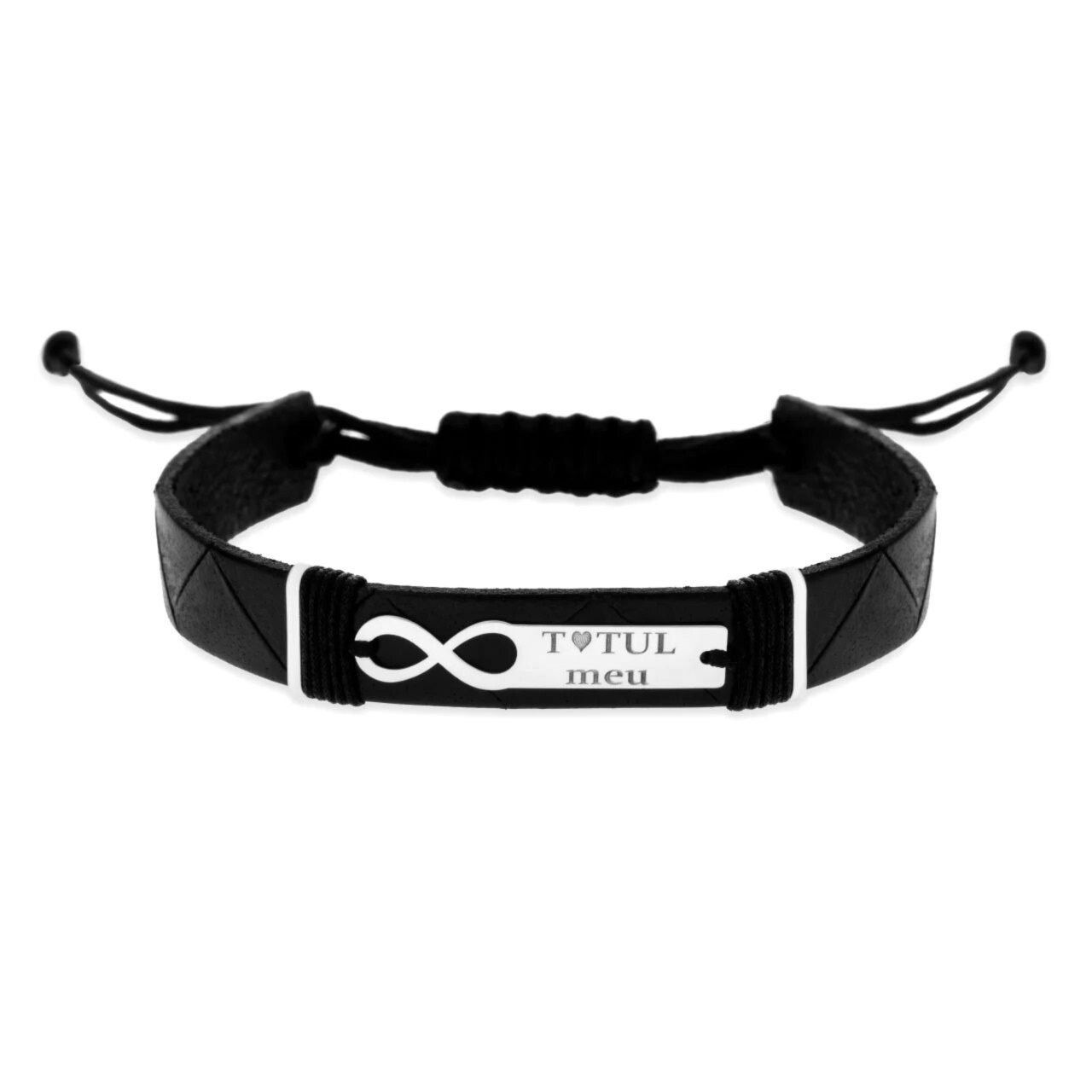 Bratara To Infinity & Beyond din AUR ALB 14K si Piele Naturală