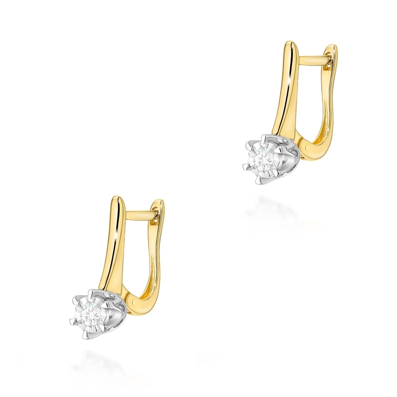 Cercei Aur 14K cu Diamant Natural 0.08 ct