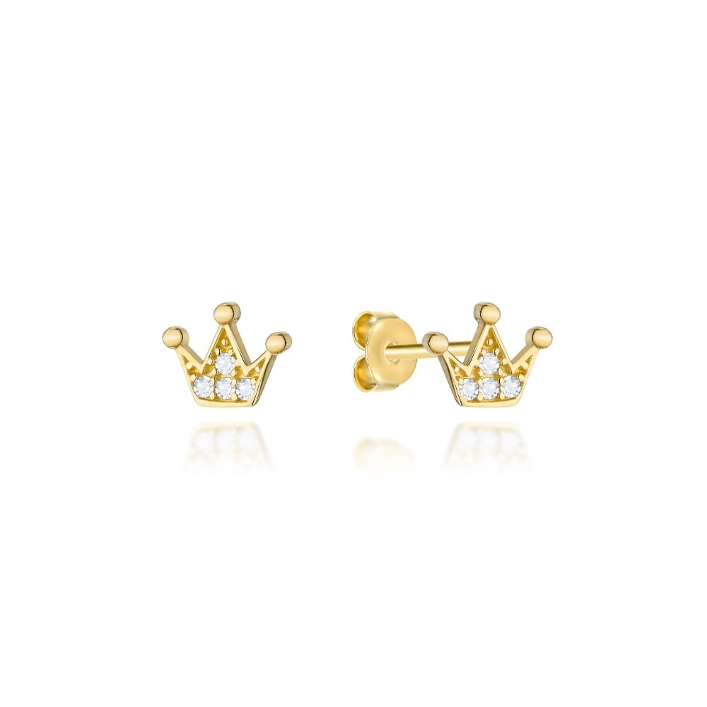 Cercei Aur 14k cu Model Coroana si Zirconii