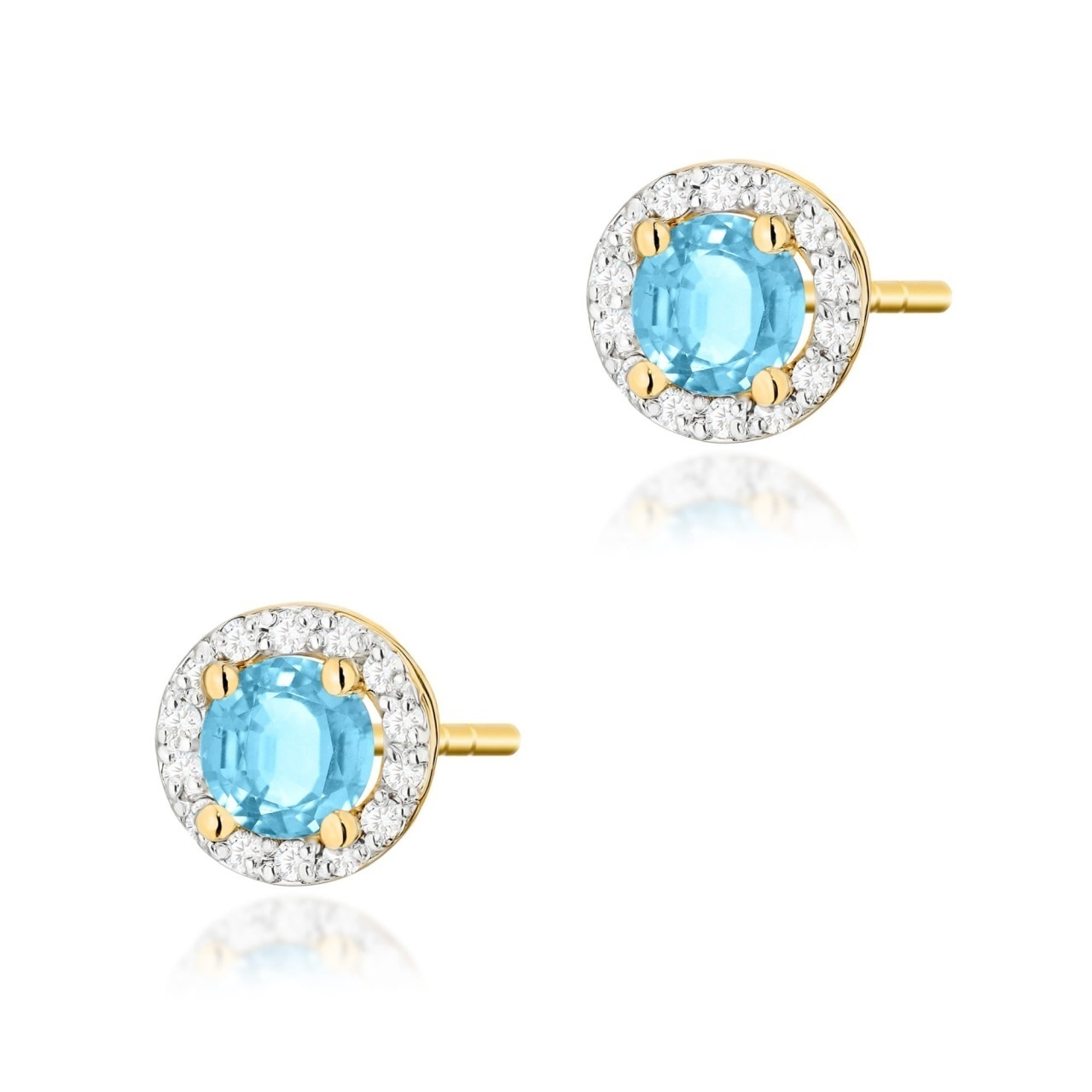Cercei Aur 14K cu Topaz Swiss 0.50 ct si Diamante Naturale 0.24 ct