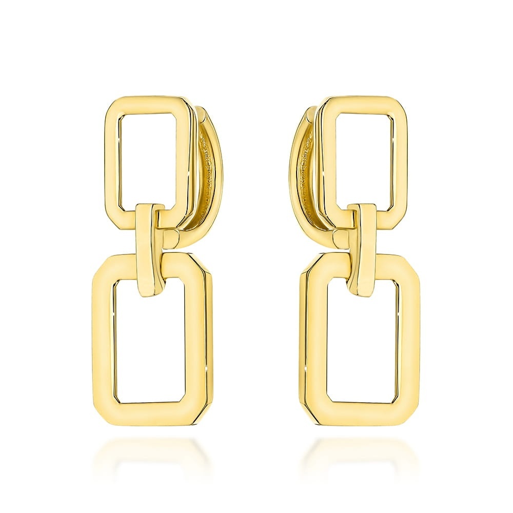 Cercei Aur 14K Dreptunghiulari pe Creolă - Eleganță Atemporală