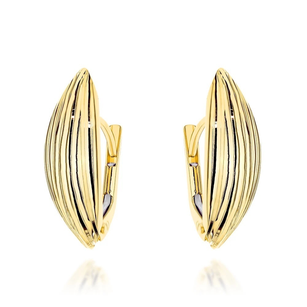 Cercei Aur 14K Elipsă Decorați cu Striații