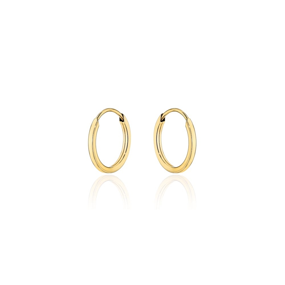 Cercei Cerculețe Super Ușoare Aur 14K cu Secțiune Pătrată 10mm