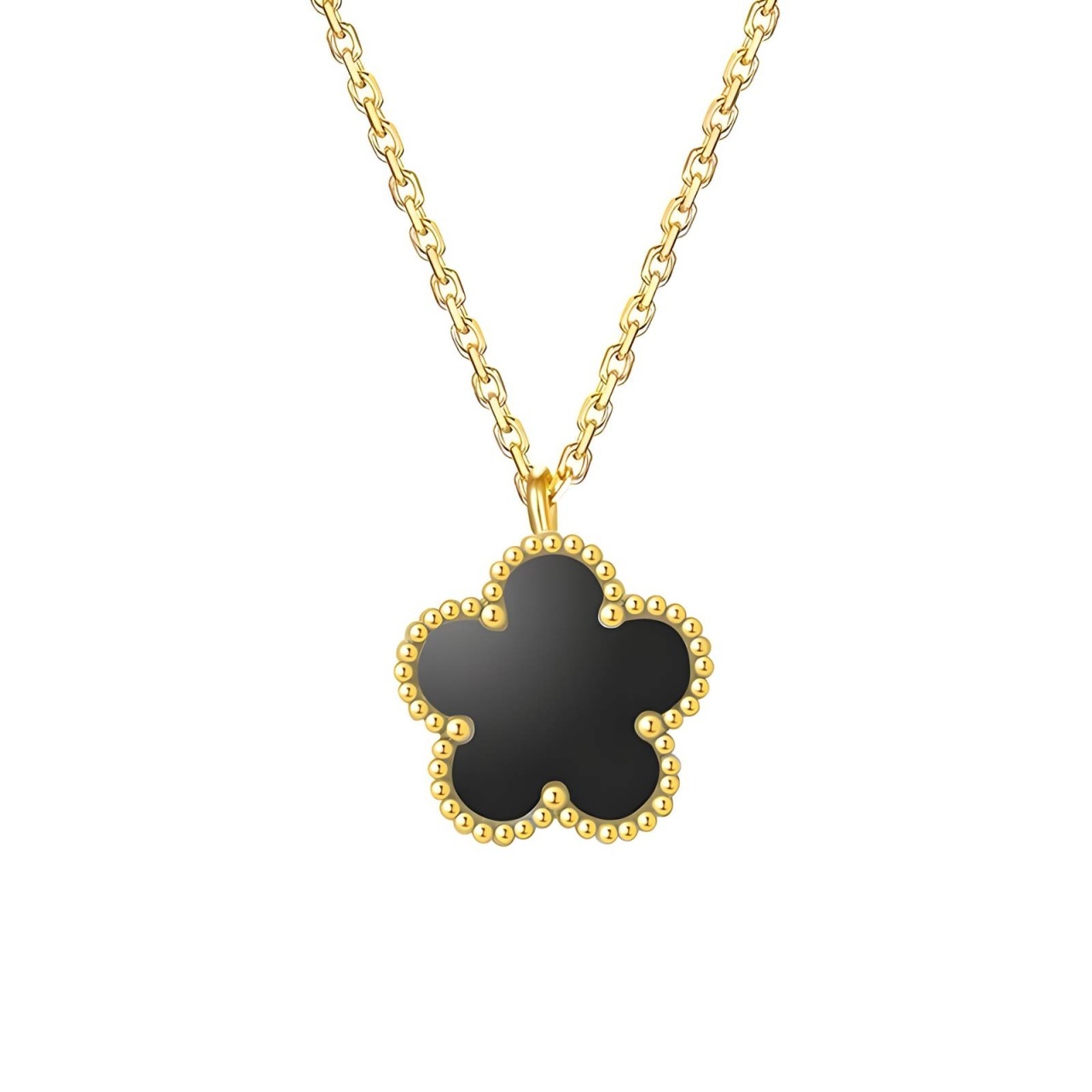 Colier Black Flower din Inox placat cu AUR