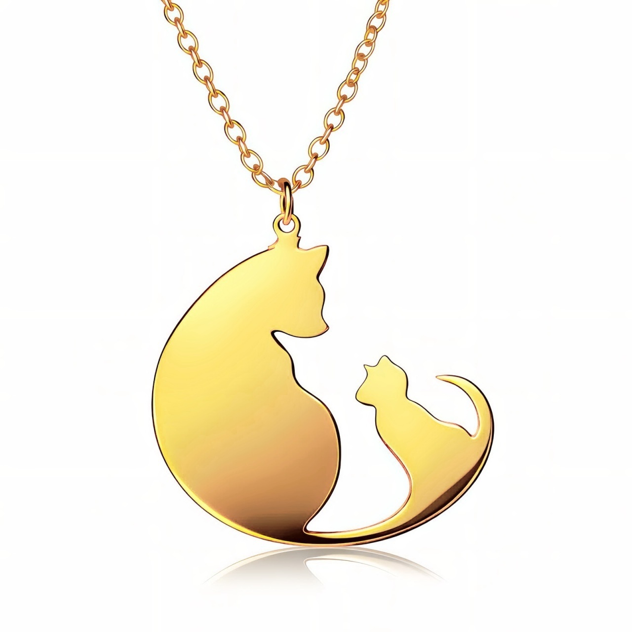 Colier Cats din inox placat cu aur 18K