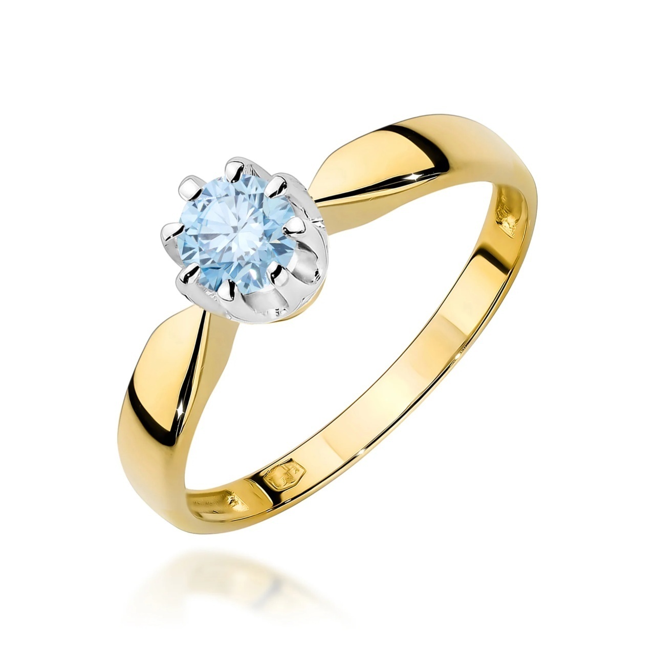 Inel Aur 14K cu Diamant Albastru de Laborator 0.50 ct