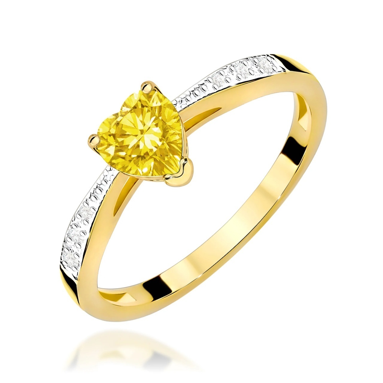 Inel Aur 14K cu Diamante Galbene de Laborator 0.53 ct