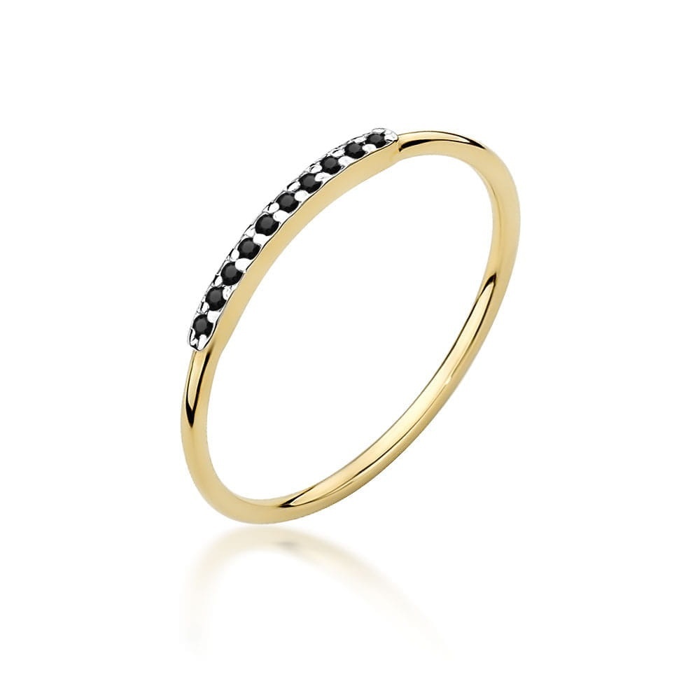 Inel Aur 14K cu Diamante Naturale Negre 0.05 ct