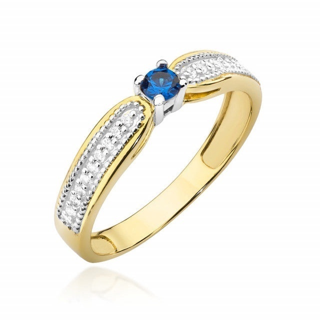 Inel Aur 14K cu Safir 0.15 ct si Diamante Naturale 0.09 ct