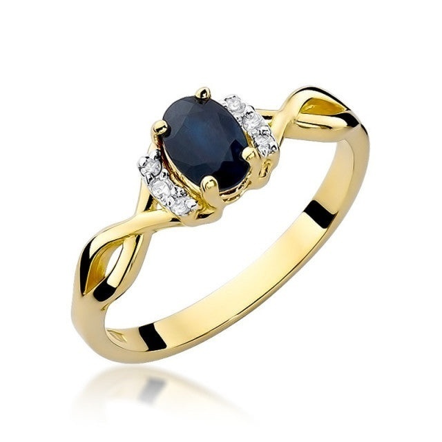 Inel Aur 14K cu Safir 0.70 ct si Diamante Naturale 0.05 ct