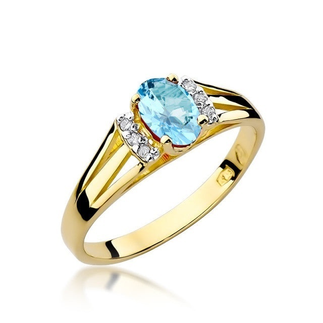 Inel Aur 14K cu Topaz Swiss 0.50 ct si Diamante Naturale 0.05 ct