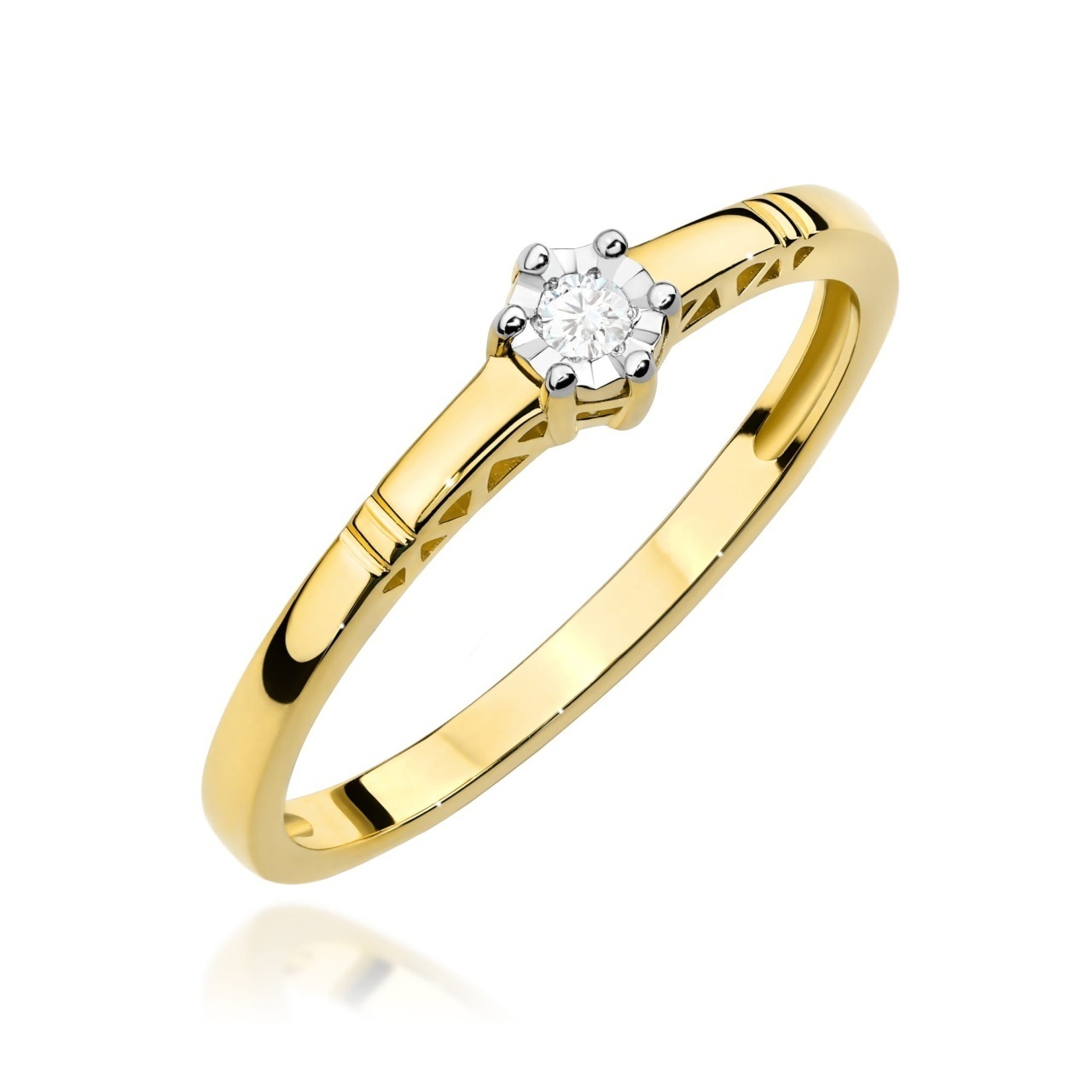 Inel Aur 9K cu Diamant Natural 0.03 ct