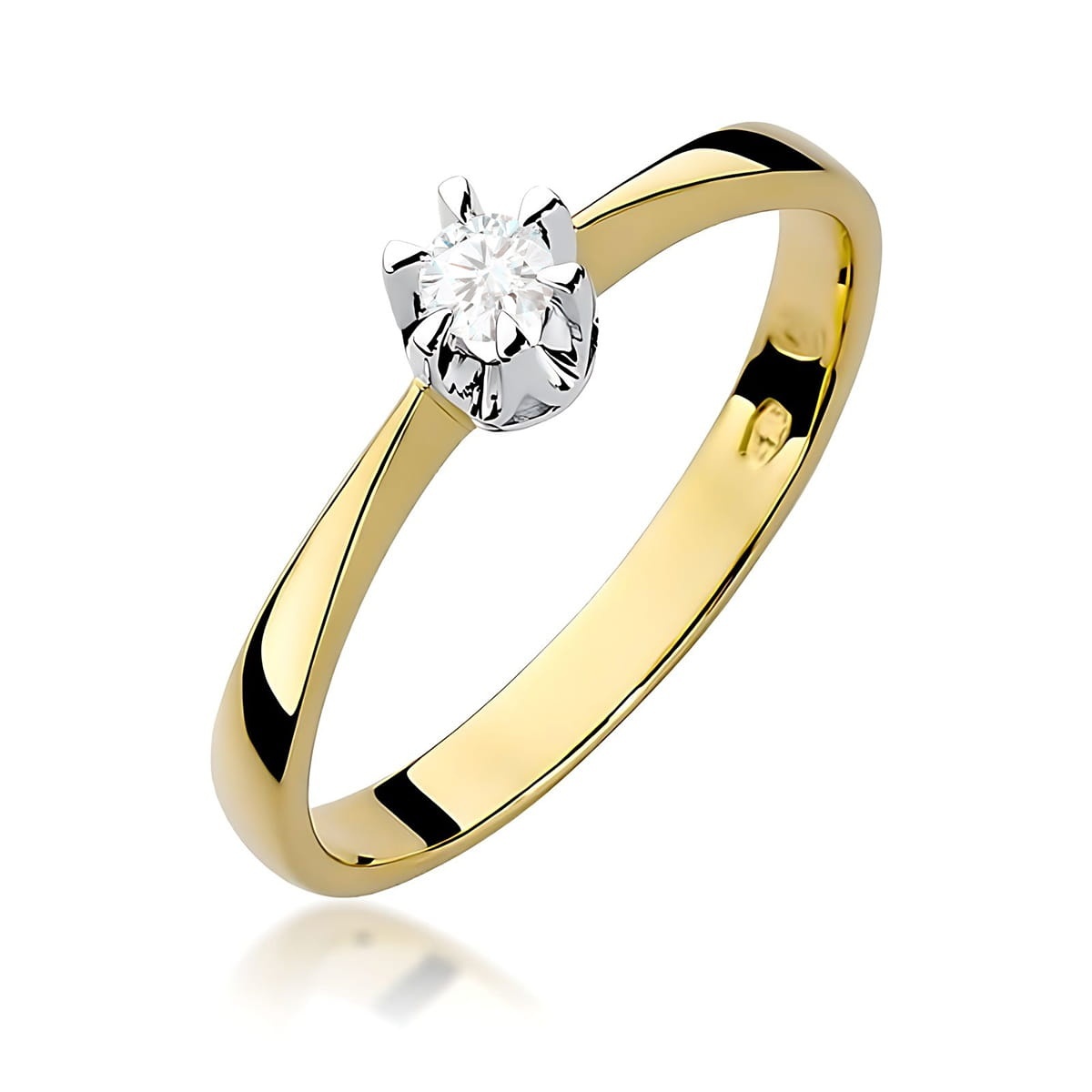 Inel Aur 9K cu Diamant Natural 0.12 ct
