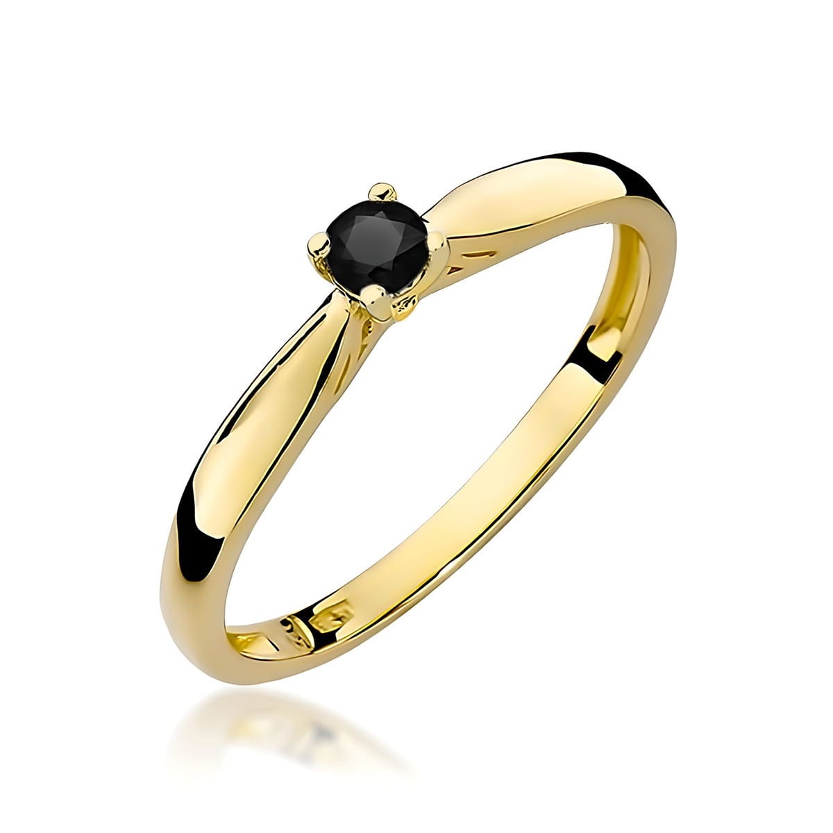 Inel Aur 9K cu Diamant Natural Negru 0.12 ct