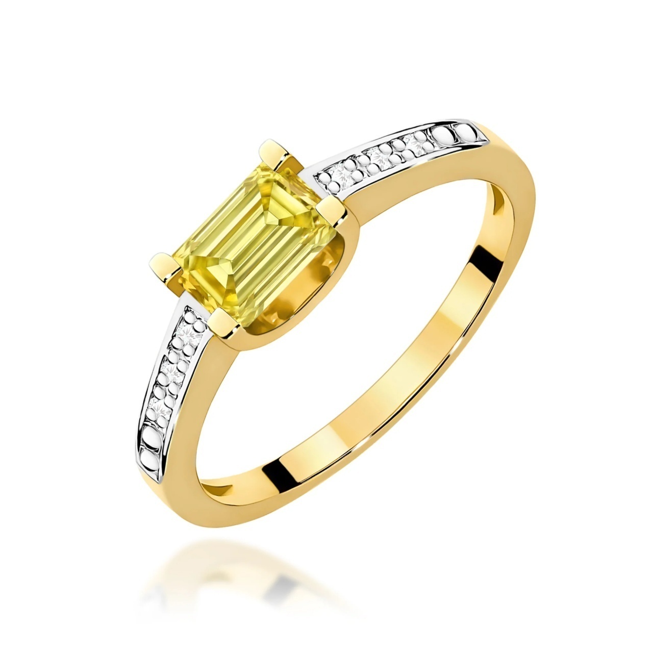 Inel Aur 9K cu Diamante Galbene de Laborator 0.53 ct