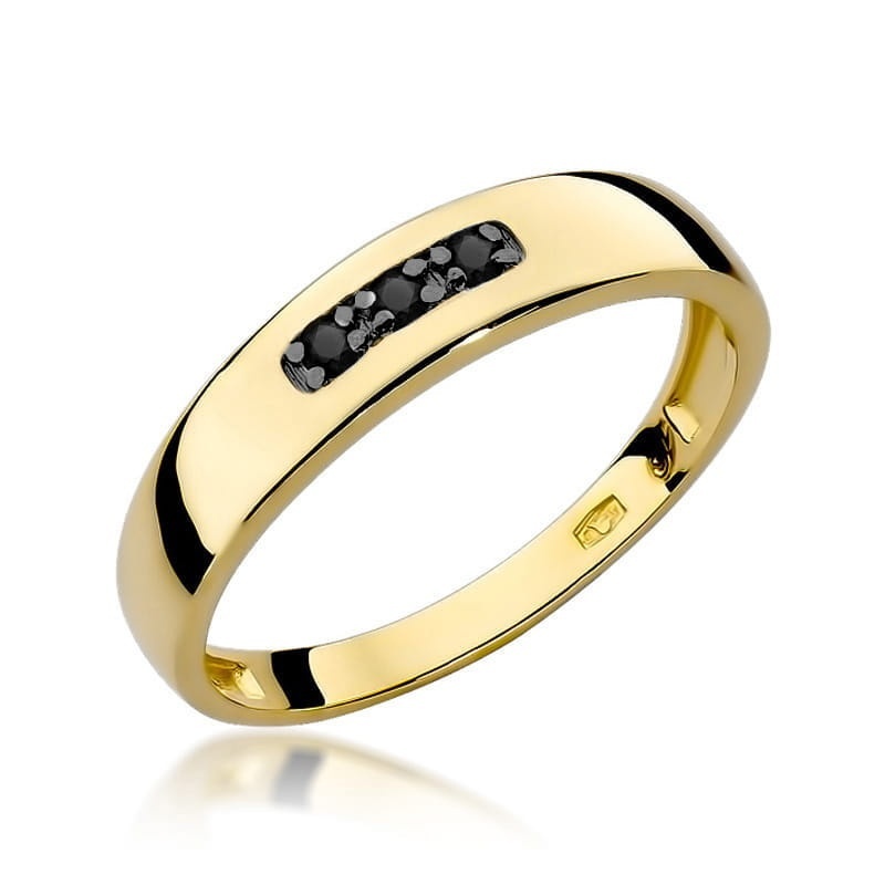 Inel Aur 9K cu Diamante Naturale Negre 0.04 ct