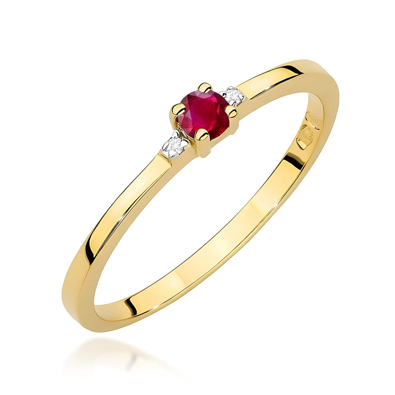 Inel Aur 9K cu Rubin 0.15 ct si Diamante Naturale 0.01 ct