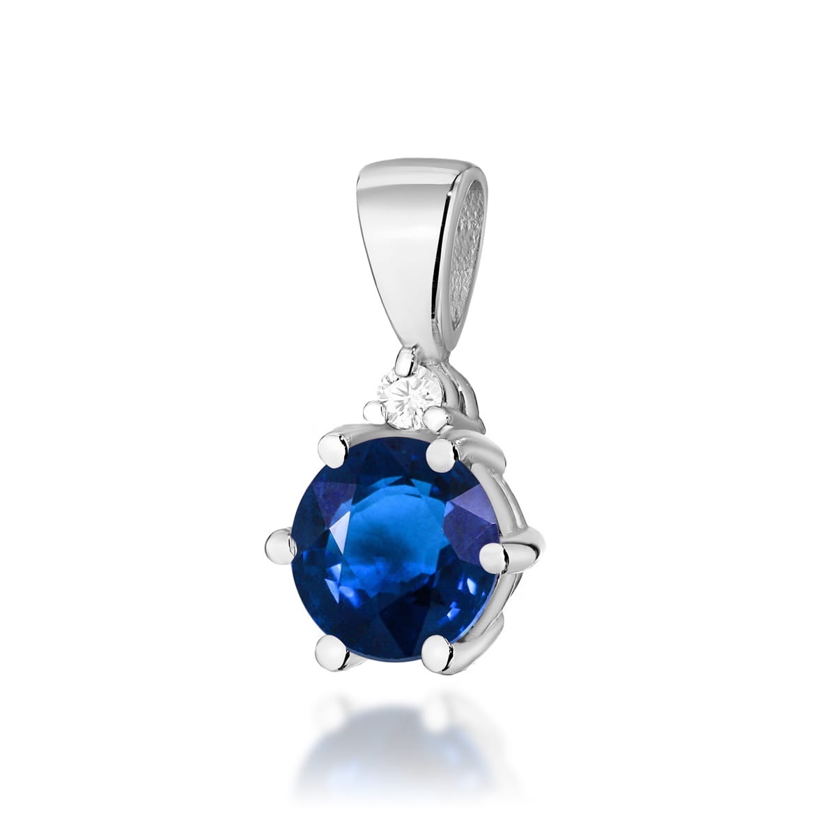 Pandantiv Aur 14K cu Safir 0.50 ct si Diamant Natural 0.01 ct