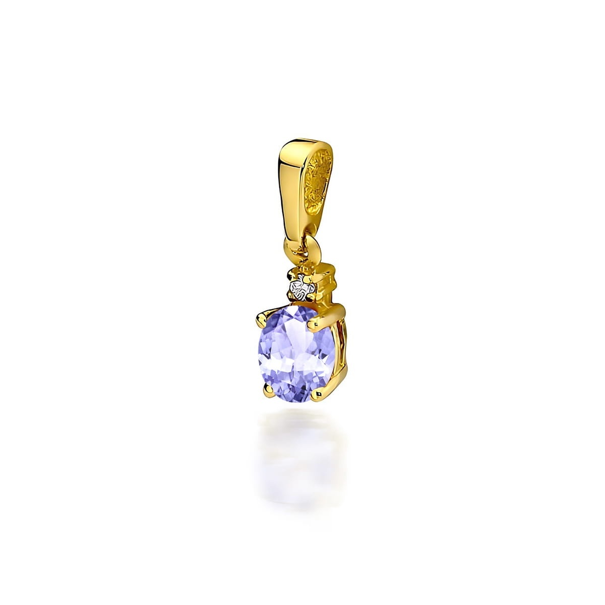 Pandantiv Aur 14K cu Tanzanit 0.40 ct si Diamant Natural 0.01 ct