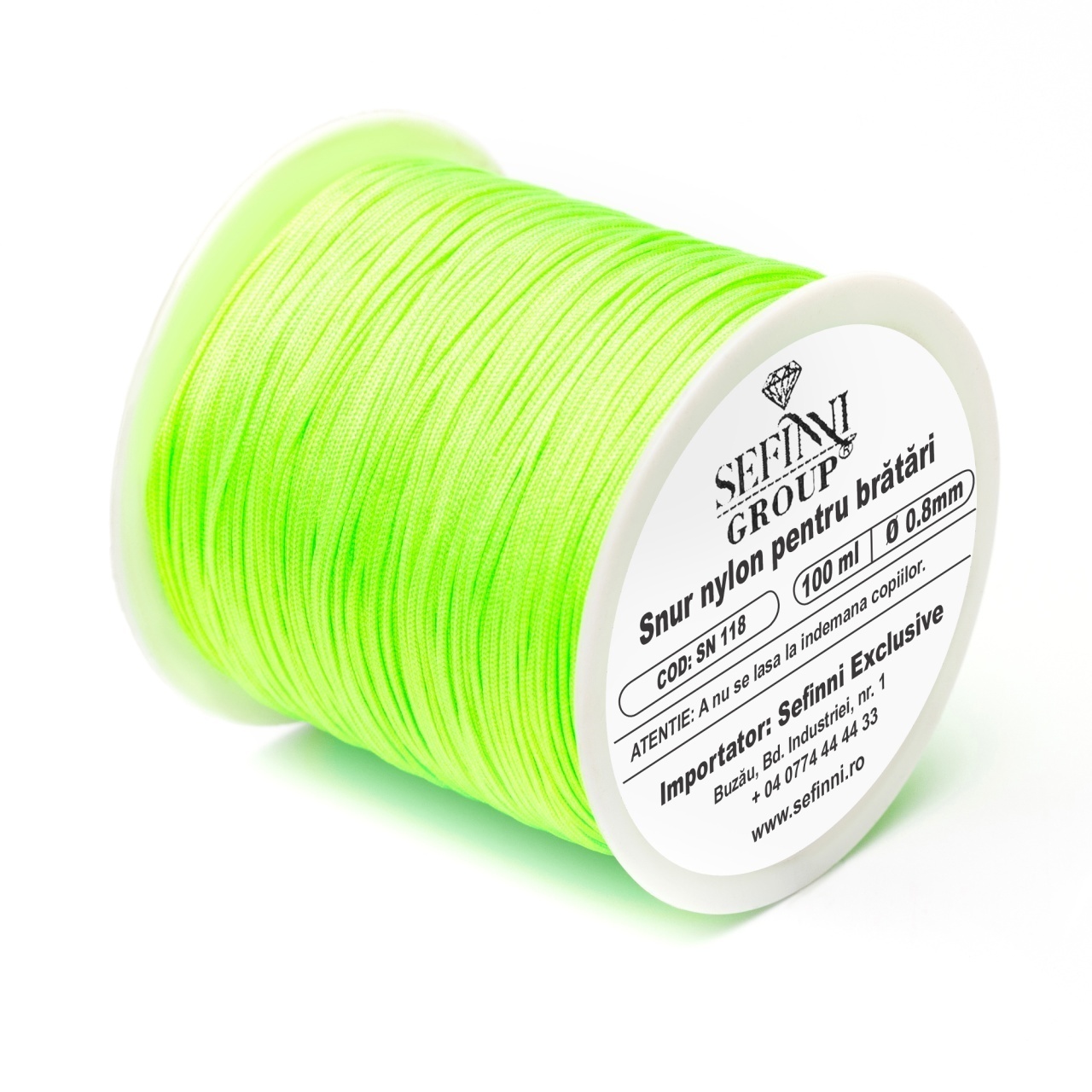 Rola snur 100m x 0.8mm - verde neon