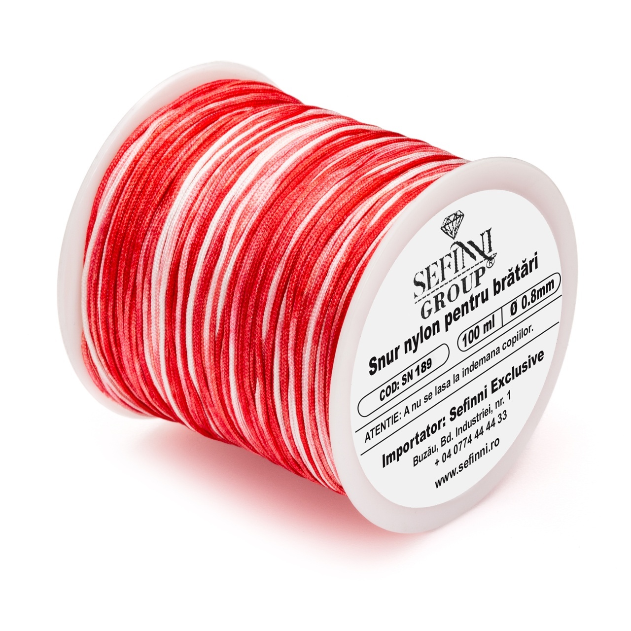 Rola snur martisor 100m x 0.8mm - rosu si alb