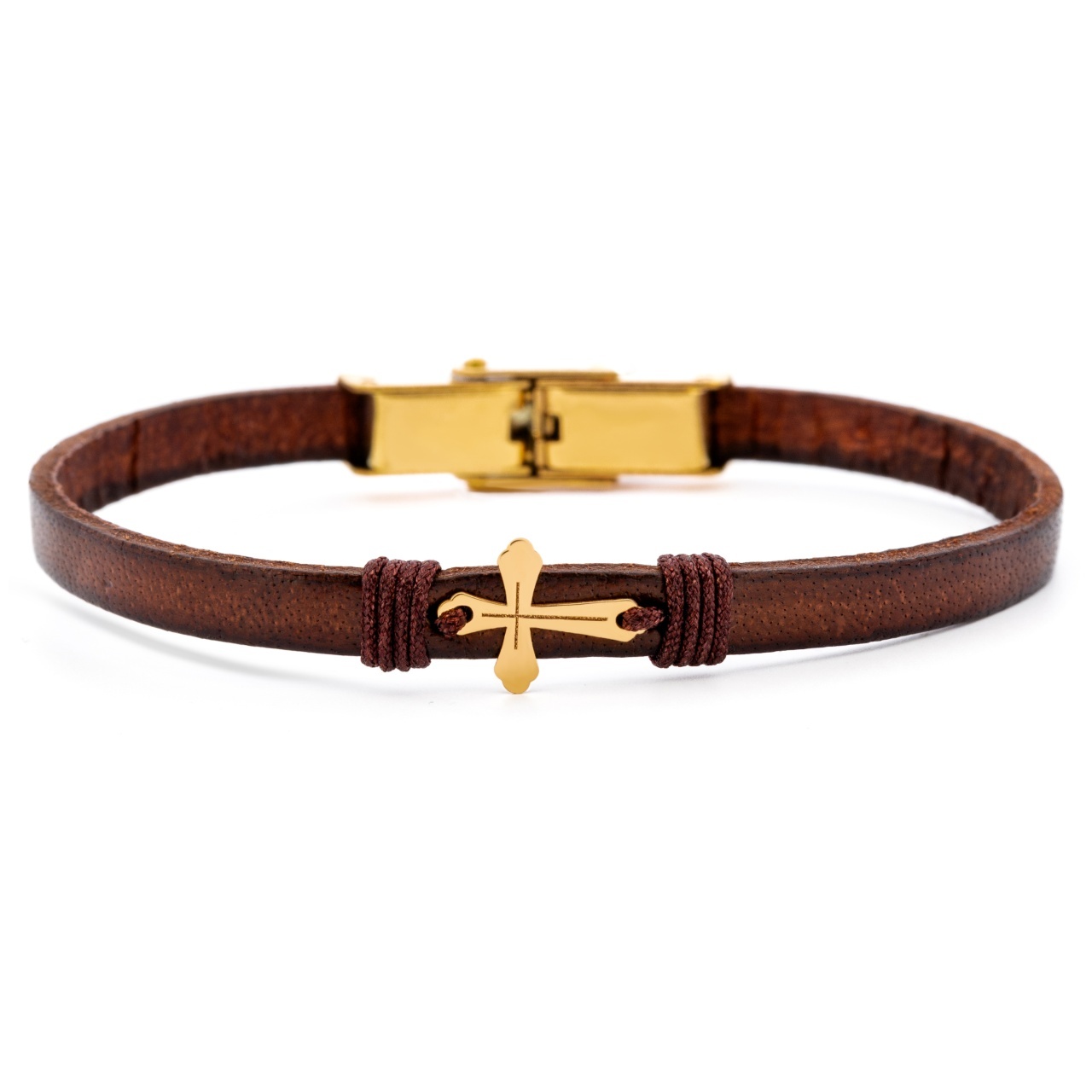 Bratara Gold Protection din AUR 14K si Piele Naturală