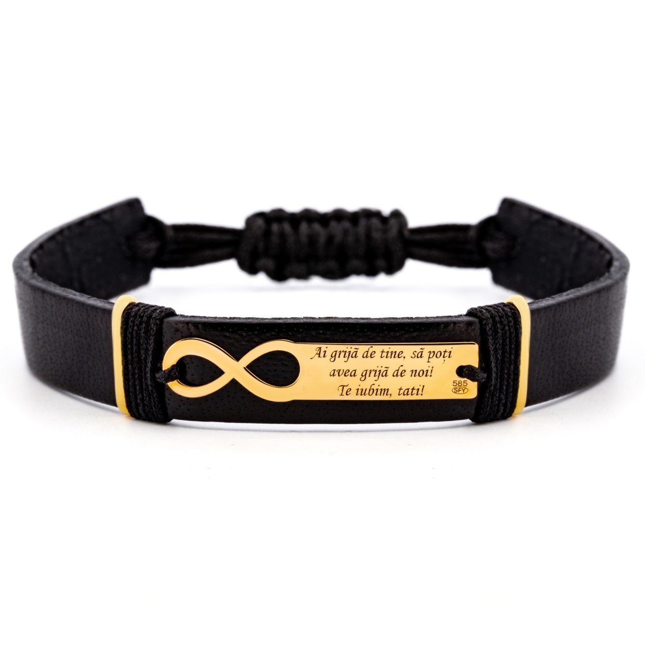 Bratara To Infinity din AUR 14K si Piele Naturală