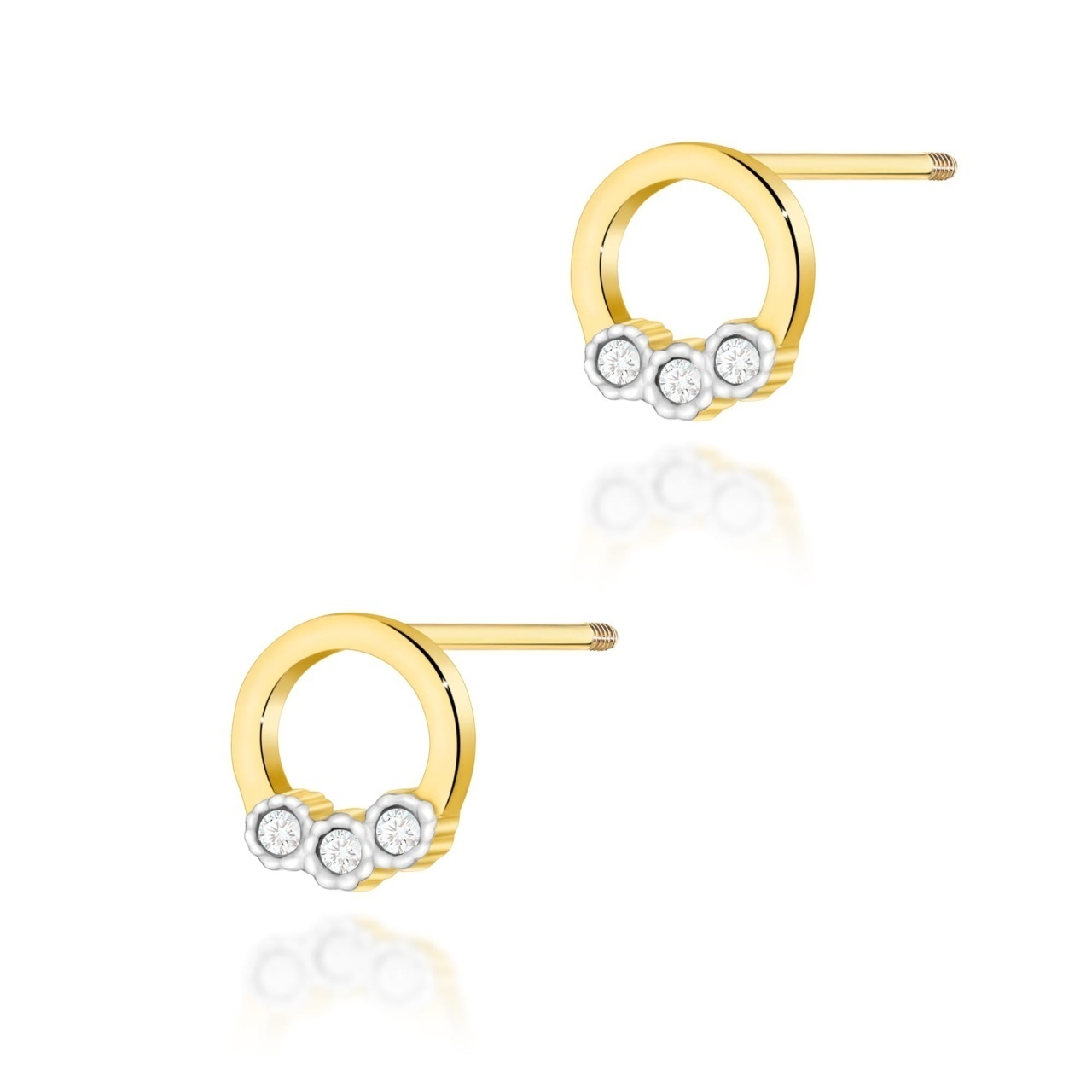 Cercei Aur 14K cu Diamant Natural Filet cu Protectie