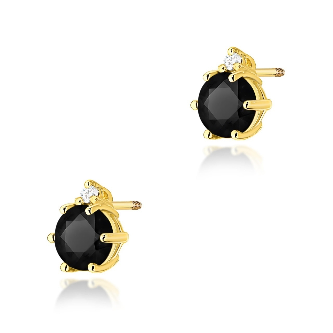 Cercei Aur 14K cu Diamante Naturale Albe si Negre 0.53 ct Filet cu Protectie