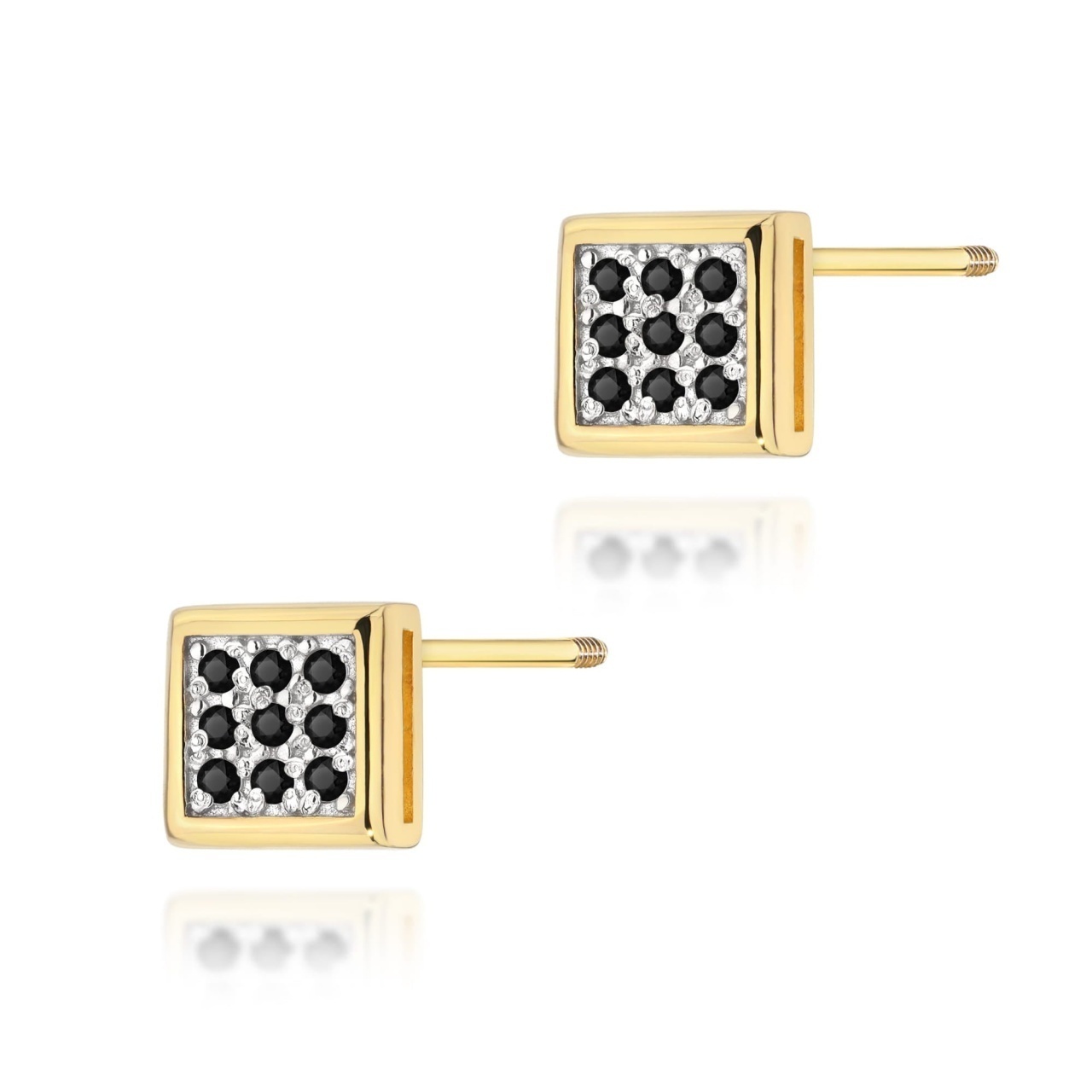 Cercei Aur 14K cu Diamante Naturale Negre 0.09 ct Filet cu Protectie