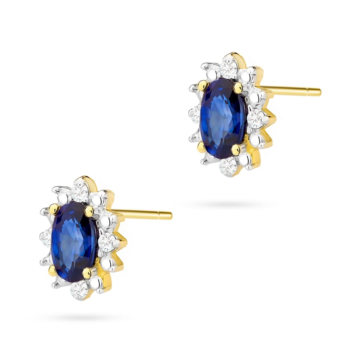 Cercei Aur 14K cu Safir 0.30 ct si Diamante Naturale 0.04 ct