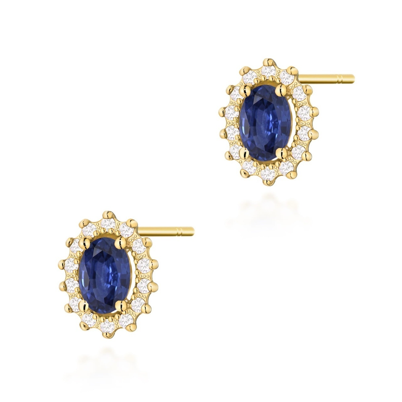 Cercei Aur 14K cu Safir 0.70 ct si Diamante Naturale 0.24 ct