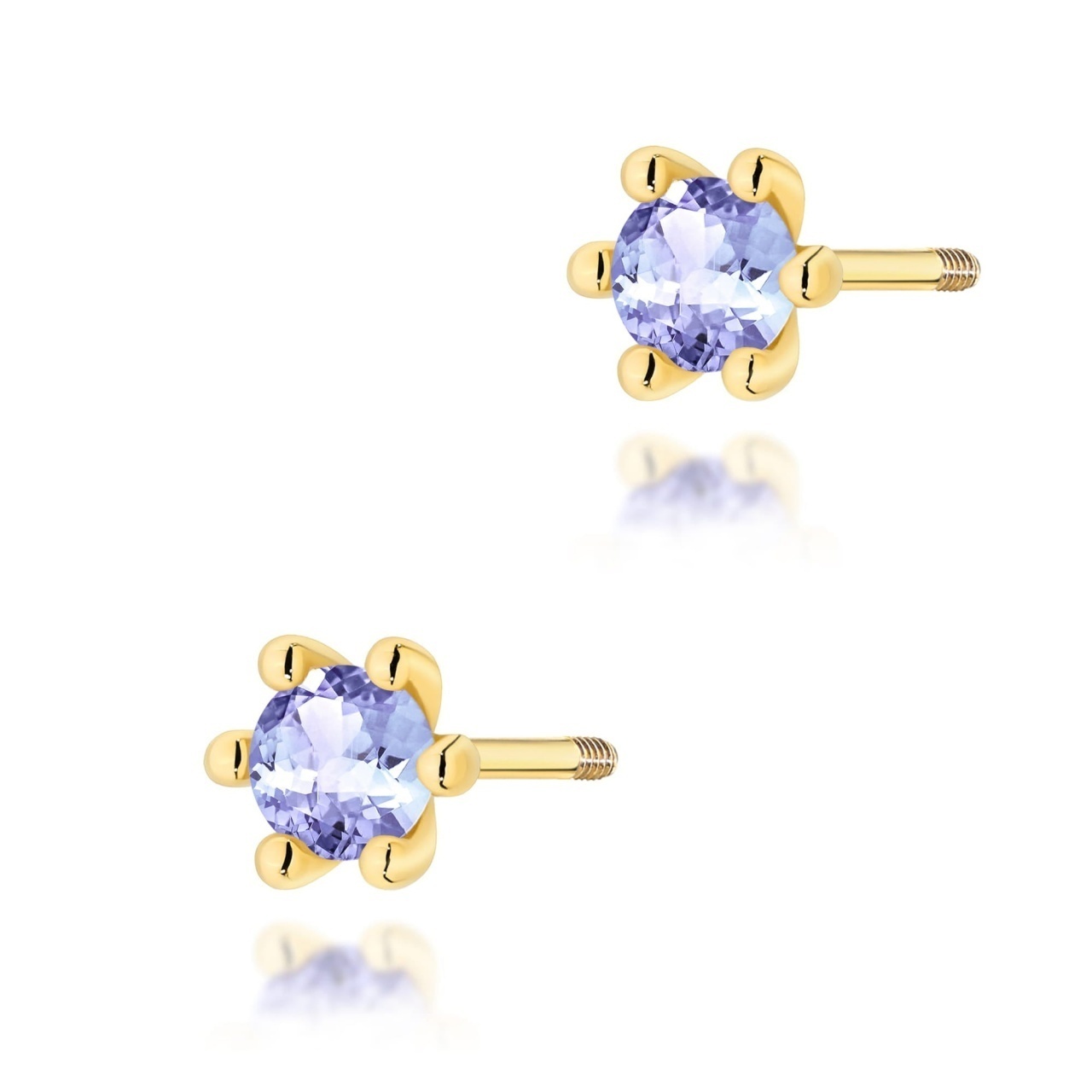 Cercei Aur 14K cu Tanzanit 0.15 ct Filet cu Protectie