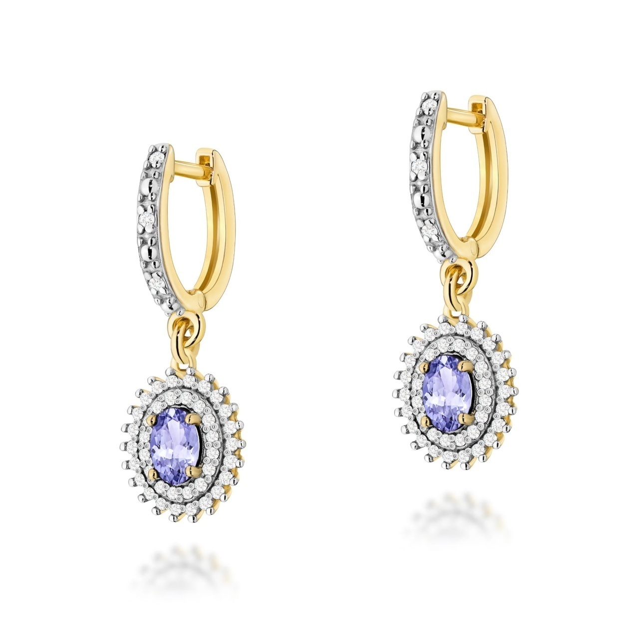 Cercei Aur 14K cu Tanzanit 0.40 ct si Diamante Naturale 0.44 ct
