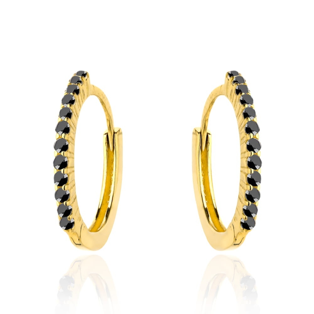 Cercei Creole Aur 14k cu Zirconii Negre