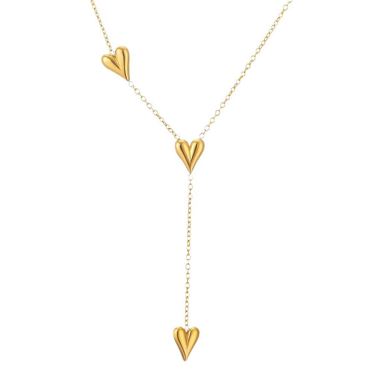 Colier Hearts Trio din inox placat cu aur 18K