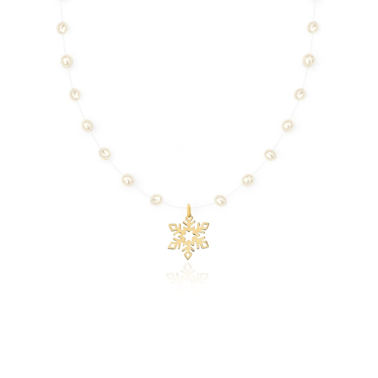 Colier Pearl & Snow cu Perle de Cultura și fulg de nea din AUR 14K
