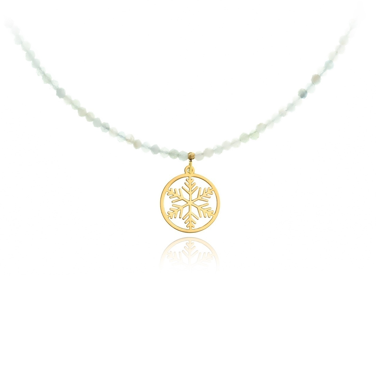 Colier Winter Snow din AUR 14K și Aquamarine