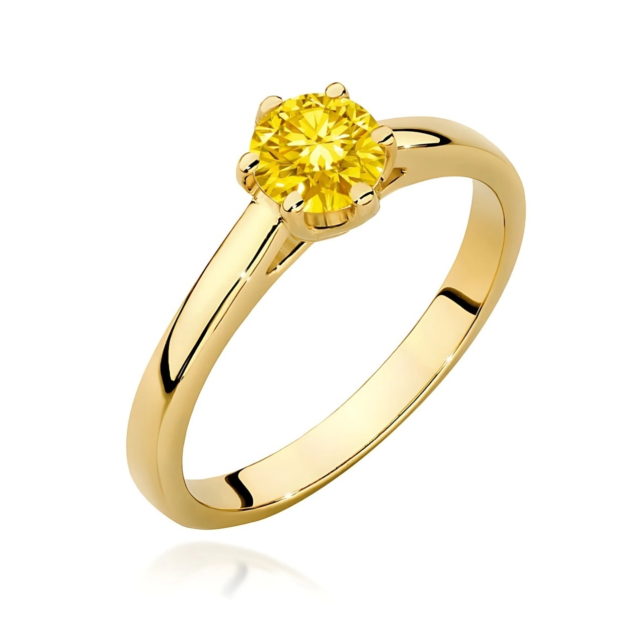 Inel Aur 9K cu Diamant Galben de Laborator 0.50 ct