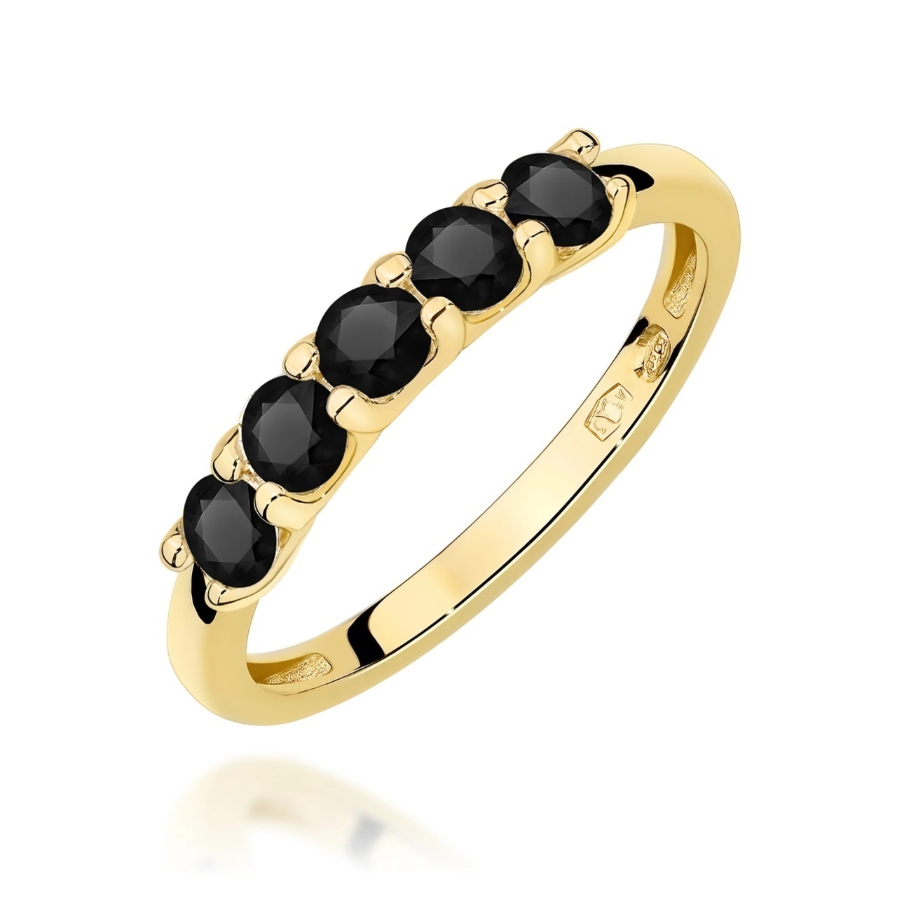 Inel Aur 9K cu Diamante Naturale Negre 0.60 ct