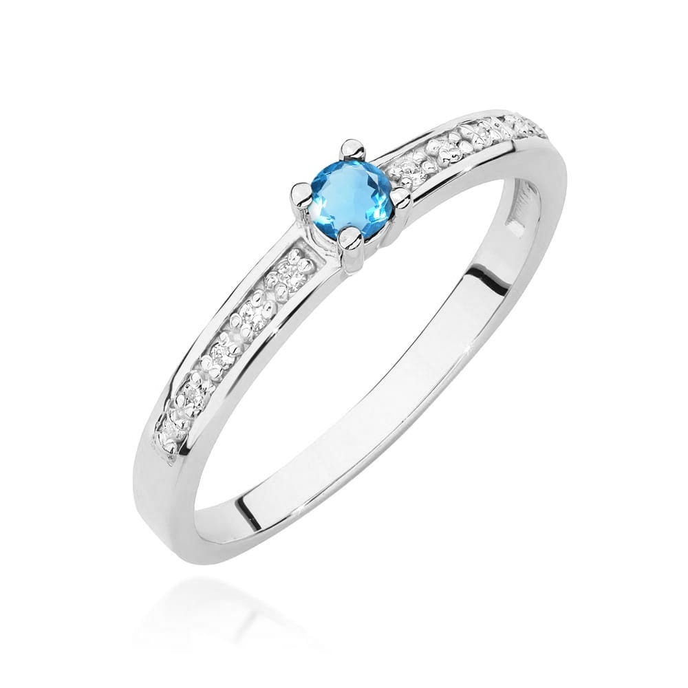 Inel Aur 9K cu Topaz Swiss 0.15 ct si Diamante Naturale 0.05 ct