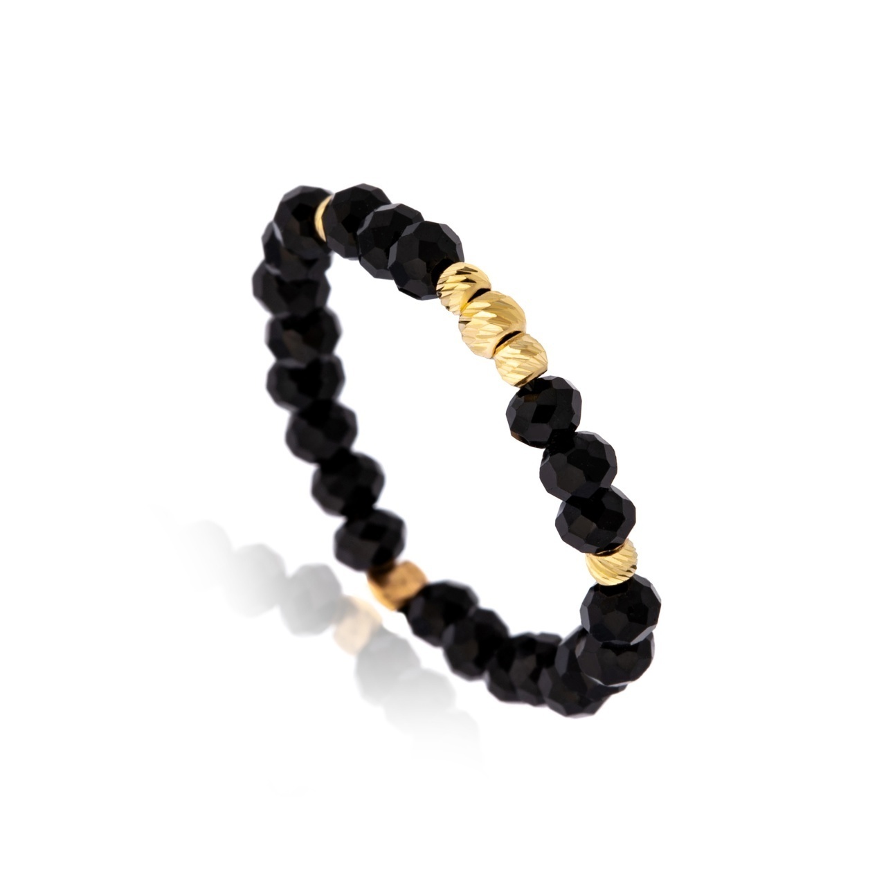 Inel Beadence cu cristale si 5 bile din Aur 14K
