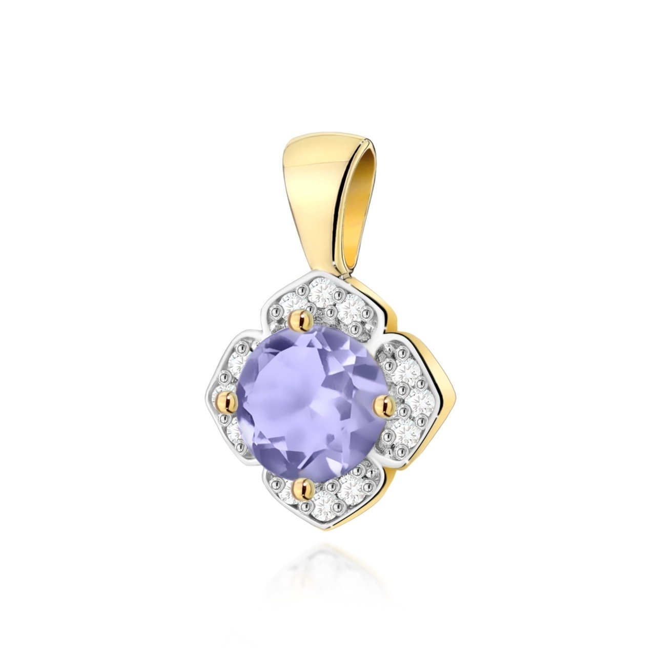 Pandantiv Aur 14K cu Tanzanit 0.50 ct si Diamante Naturale 0.06 ct