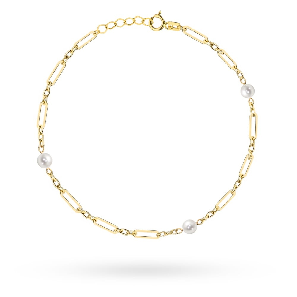Brățară Aur 14K cu Zale Delicate și Perle Naturale