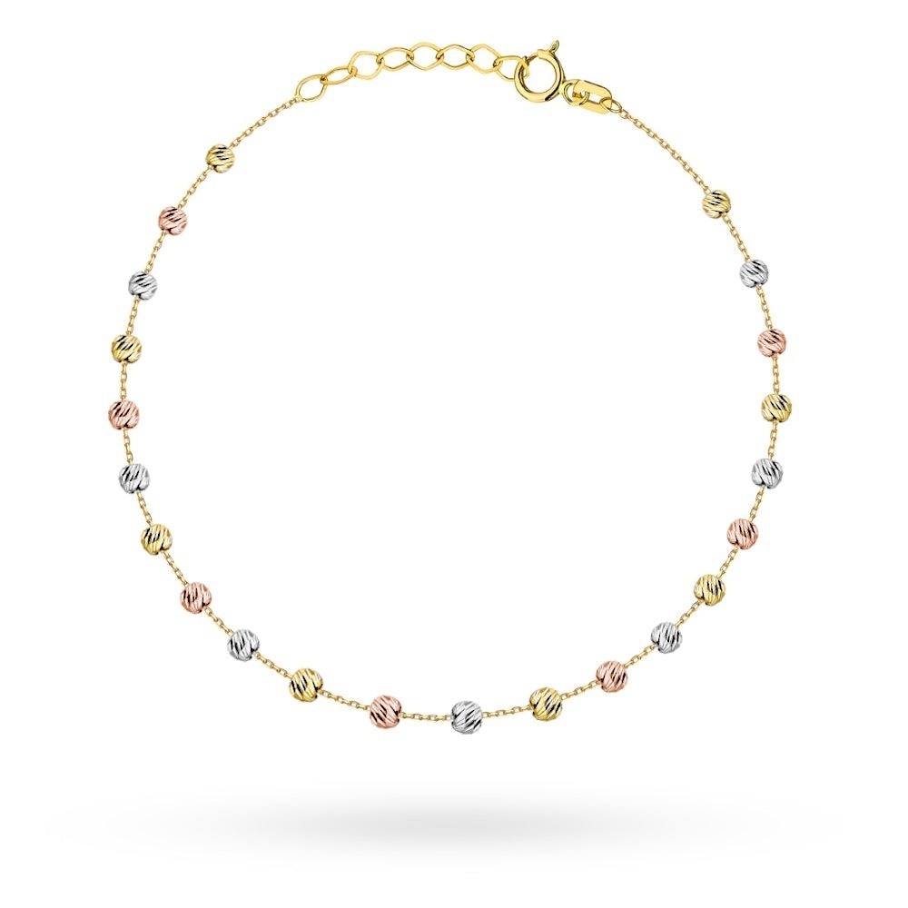Bratara Aur 14K Tricolor Cu Biluțe Diamantate