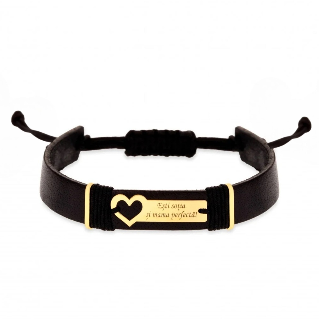 Bratara Hearty Elements din AUR 14K si Piele Naturală