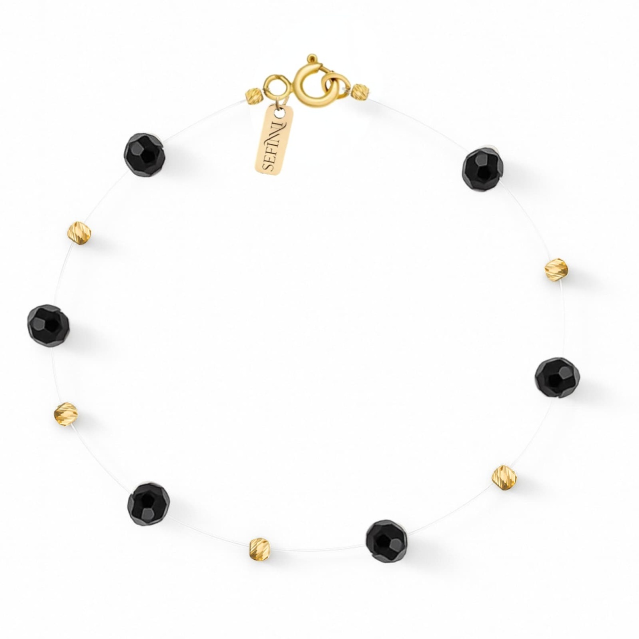 Brățară Only Black cu cristale și bile din AUR 14K