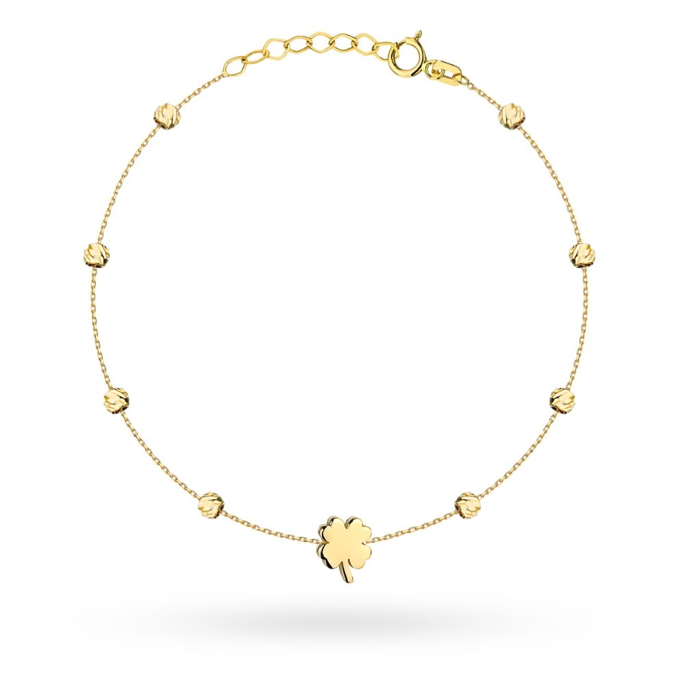 Brățară Trifoi cu Mărgele Delicate din Aur 14K