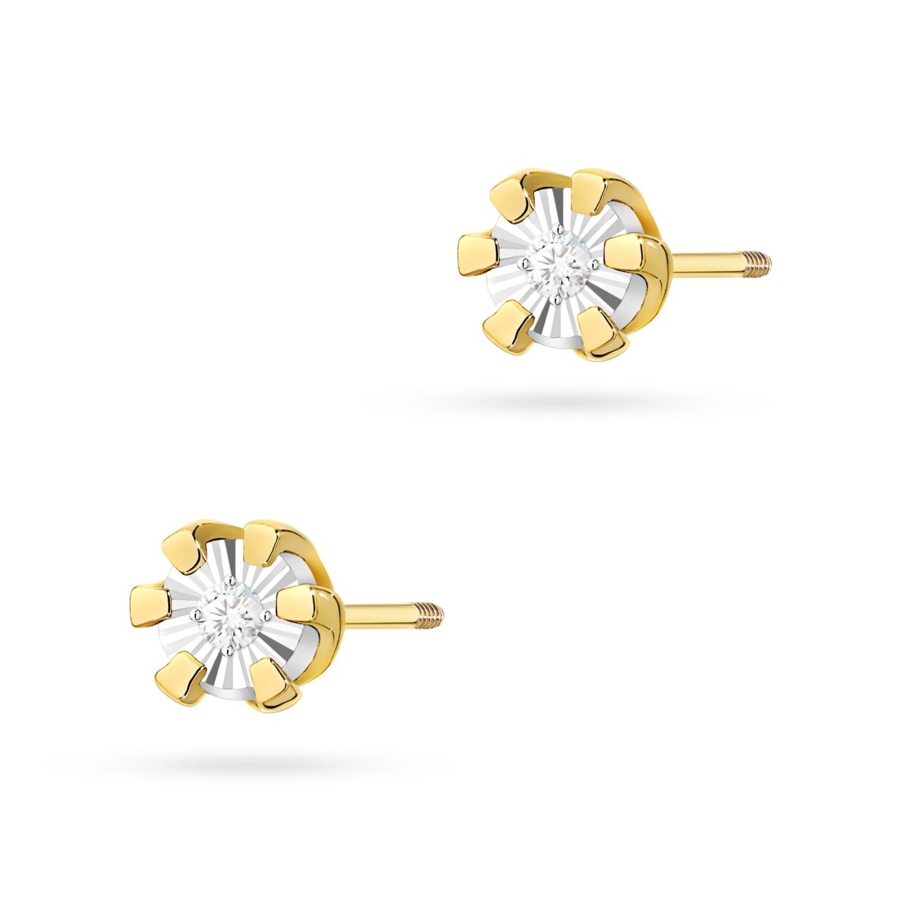 Cercei Aur 14K cu Diamant Natural 0.01 ct Filet cu Protectie